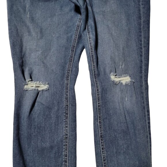 H&M Curvy Jeggings Jeans Womens Size 12 Mid Rise Medium Wash Ripped Denim Pants - Picture 4 of 6